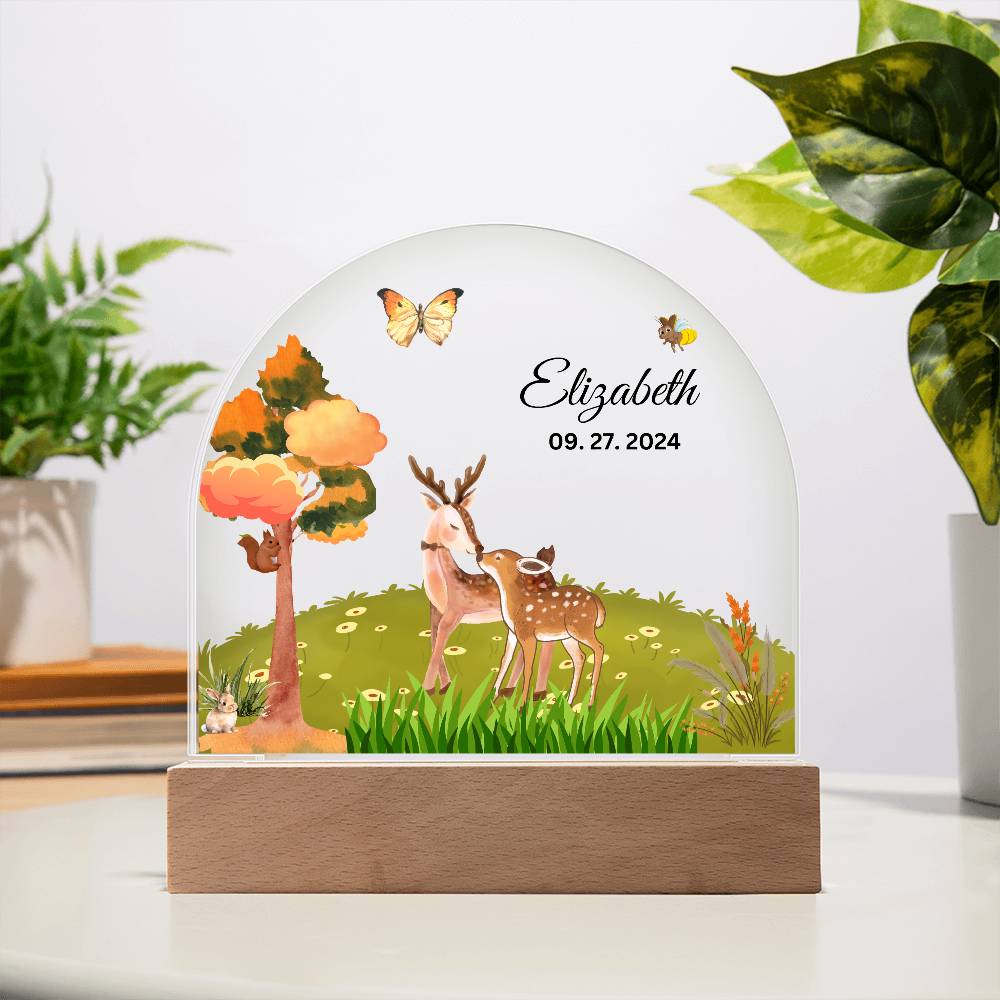 Acrylic personalized night lamp, Animals acrylic night light, Mom and Daughter gift, gift to new mom,  gift to new born child, gift to new mom